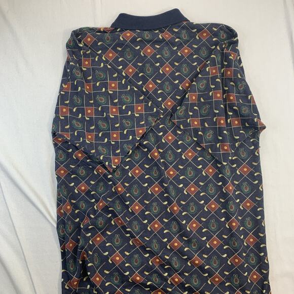 Vintage 90s Bugle Boy Company Polo Shirt Mens Med All Over Print Golf Dad - Picture 5 of 7